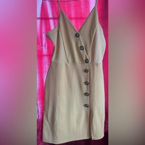 Cute mini yellow dress with split, size medium